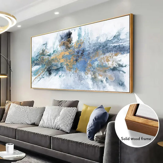 Vibrant Navy Blue and Yellow Abstract Art Print - 3 sizes