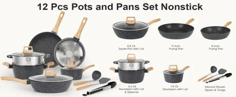 SODAY Nonstick Granite Cookware Sets I