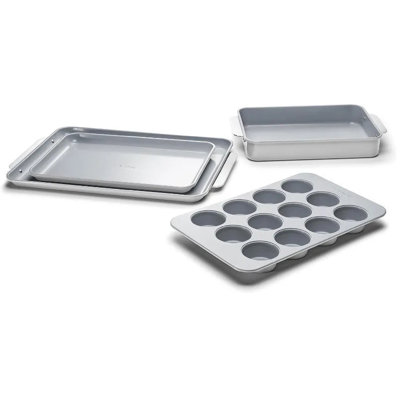 Nonstick Ceramic Bakeware Set (11 Pieces) - Baking Sheets, Assorted Baking Pans, Cooling Rack, & Storage