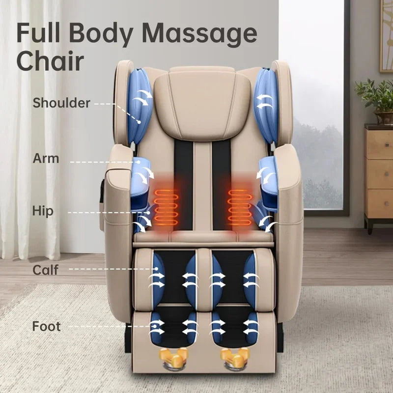 Full Body Zero Gravity Chair with Auto Modes, 8 Fix Point Rollers, Bluetooth, Foot Massage, Heating Function