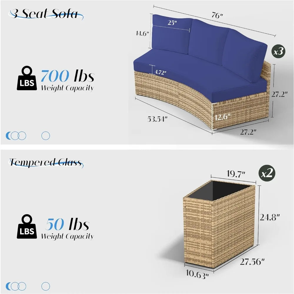 Half-Moon Round Sectional Outdoor Sofa Set