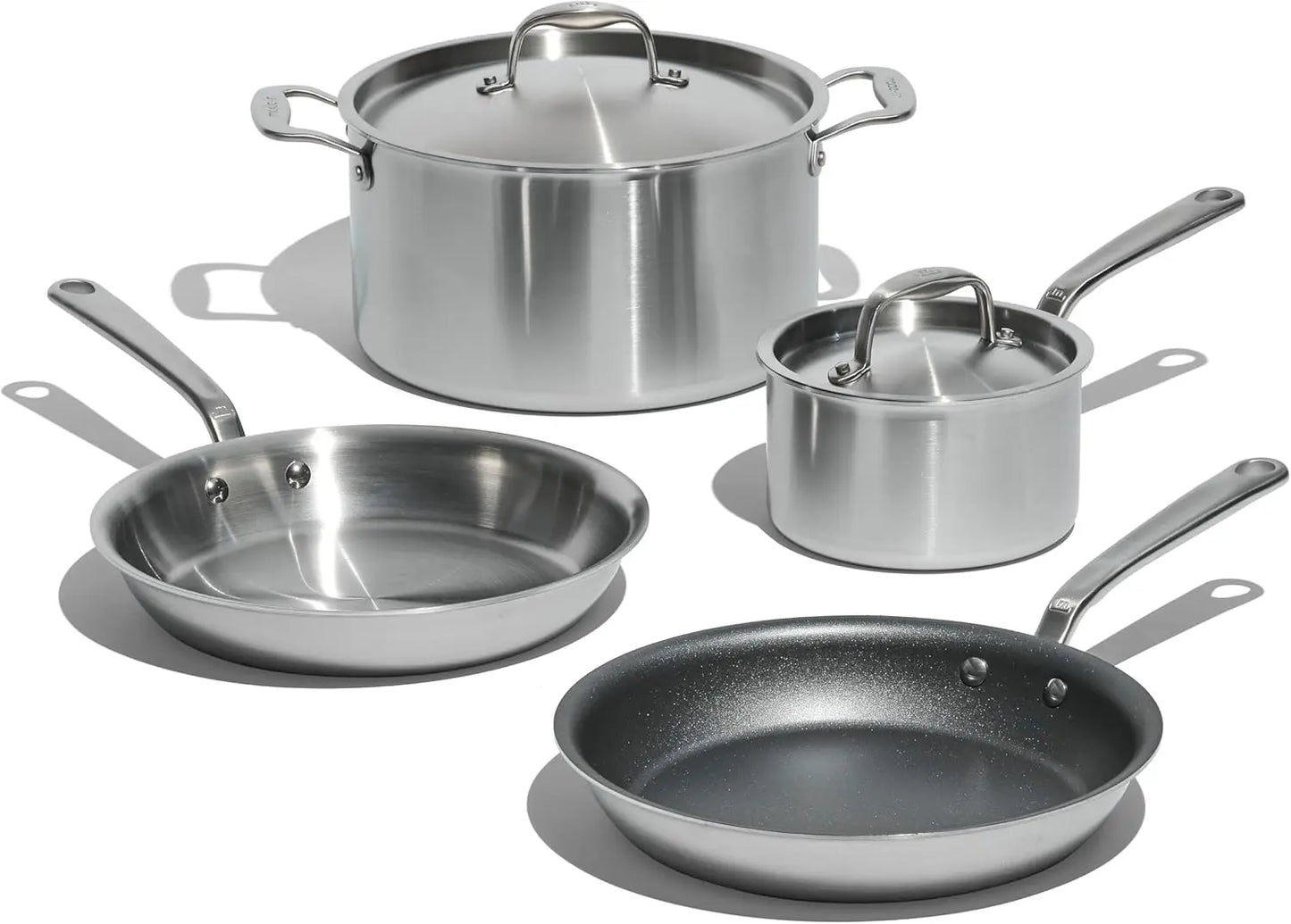 6 Pc Stainless Steel 5 ply Clad Professional Cookware Set