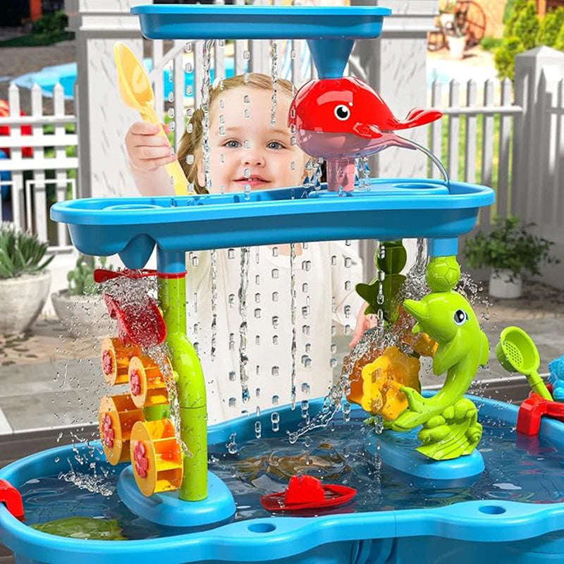 Kids' 3-Tier Sand Water Table Beach Summer Toy For Toddlers.