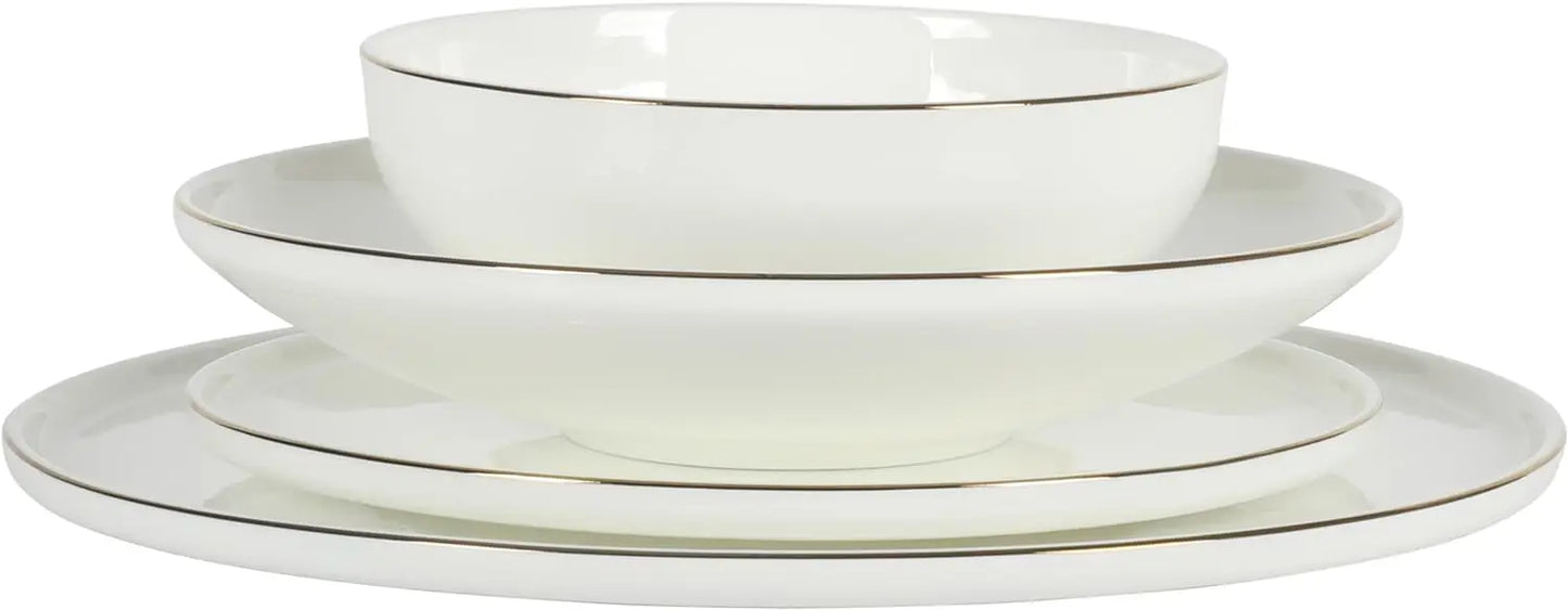 Mayfair Bay Embossed Double Bowl Dinnerware Set, Service for 4 (16pcs)