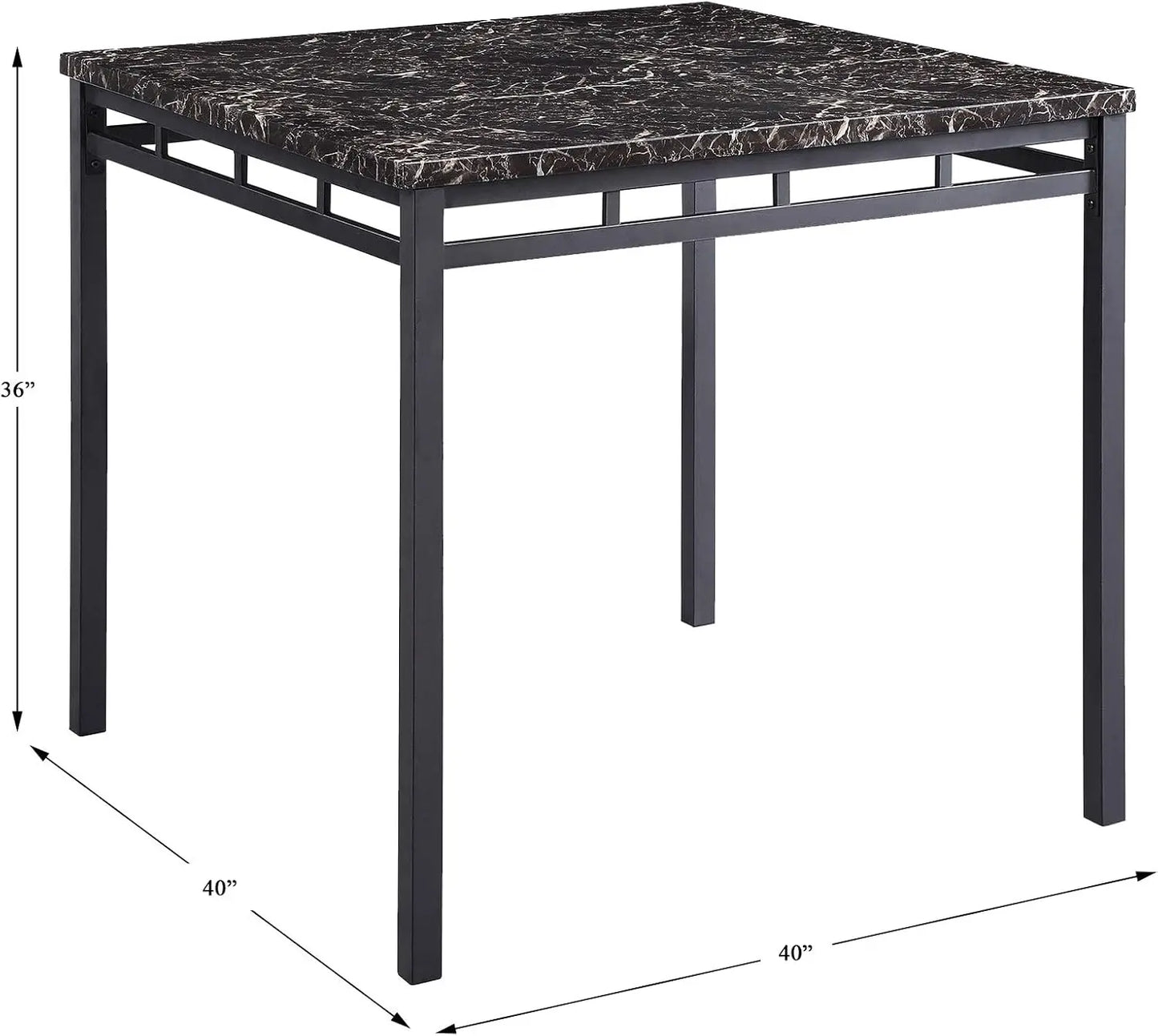 5 Piece Counter Height Dinette Set, Black