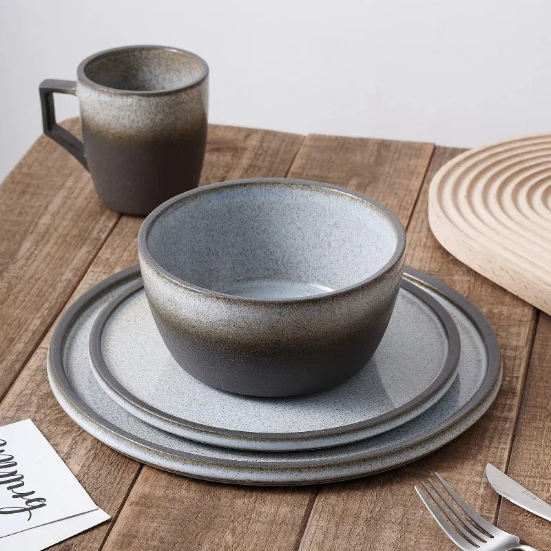 Tom Stoneware Reactive Glaze Dinnerware Set, 16/32 piece