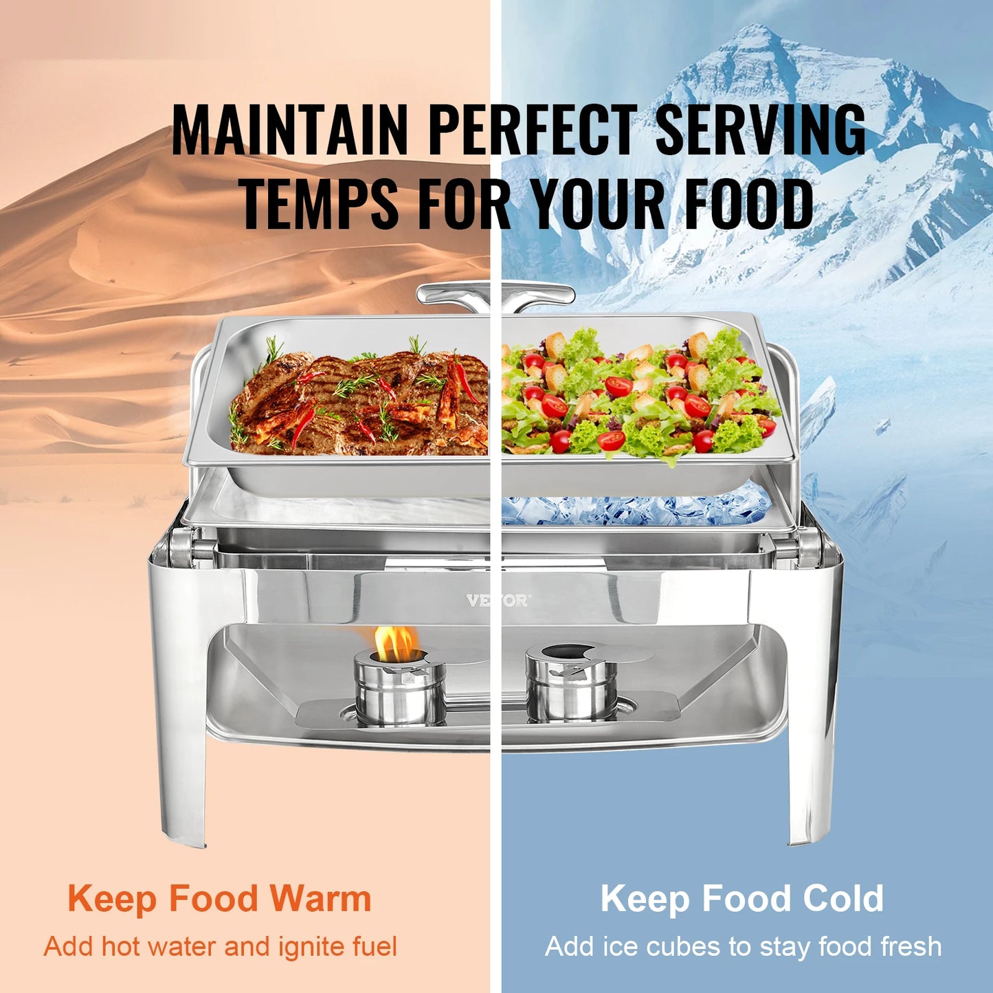 1/2/4/6 Rectangle Chafing Dish w/ Lid Buffet Set