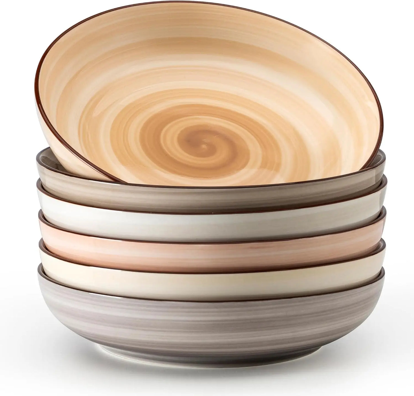 Set of 6, 30 Ounce Ceramic Pasta Bowls