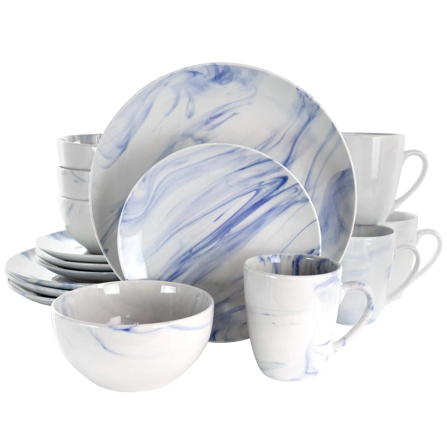 16 Piece Fine Marble Stoneware Dinner Set