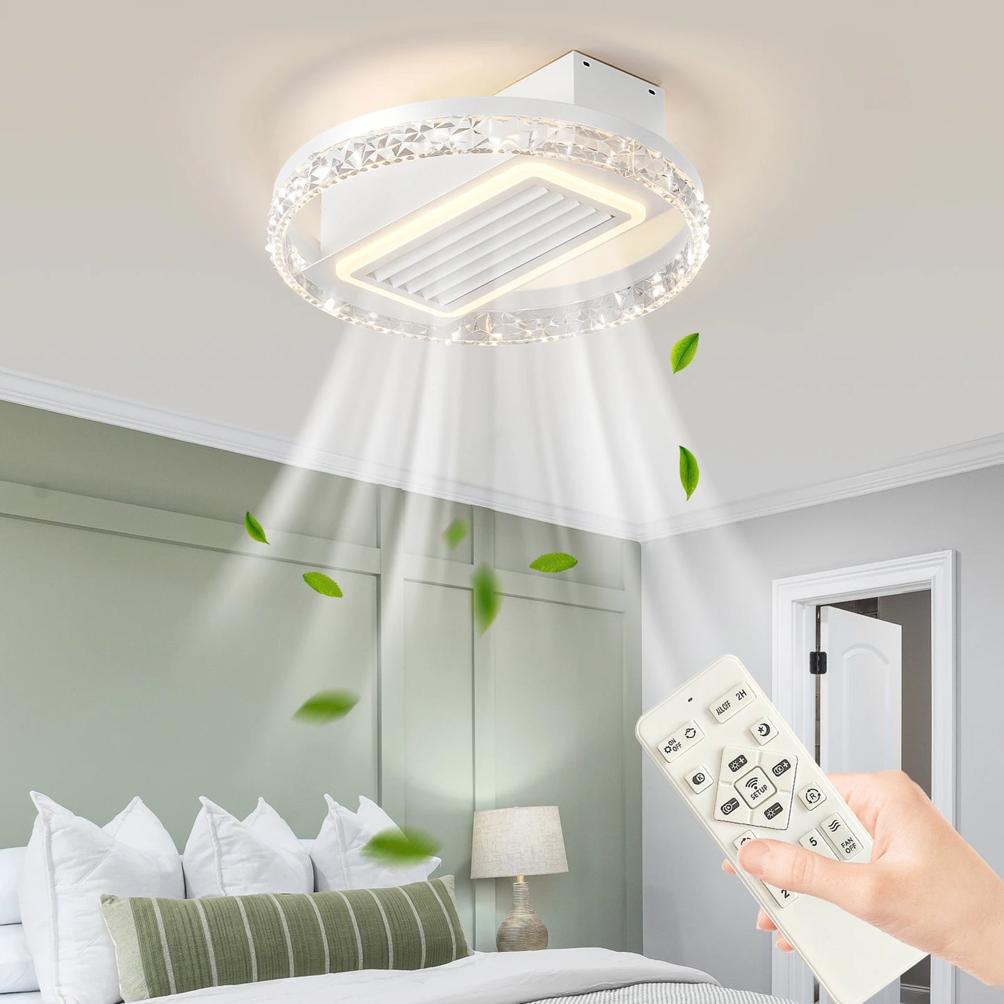 19.7" Modern Crystal LED 2-in-1 Ceiling Fan Light