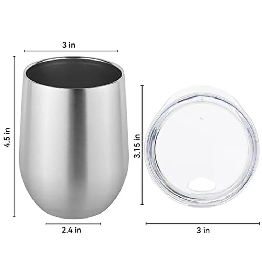 Pack of 12 Insulated Stainless Steel Wine Tumbler with Lid (12oz)- Customizable Travel Coffee Cups