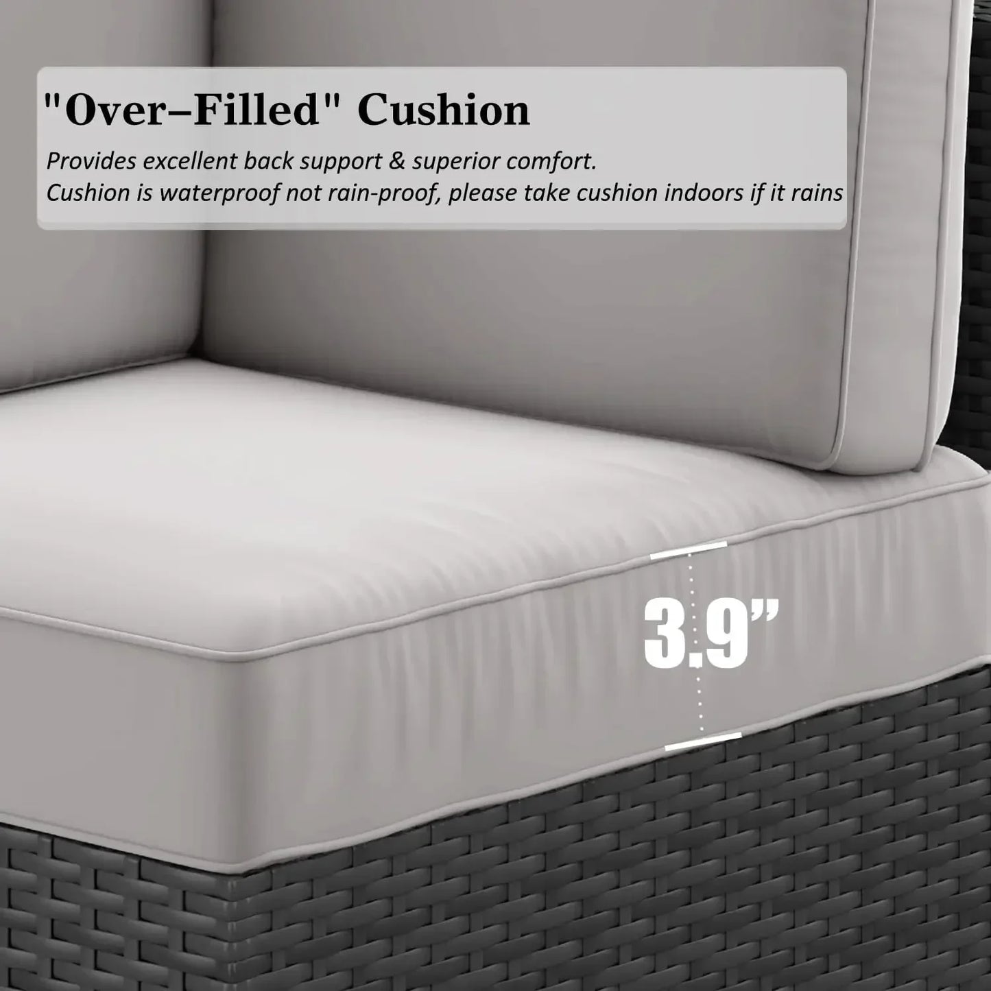 15 Piece Patio Set with Fire Pit Table, Black/Light Grey