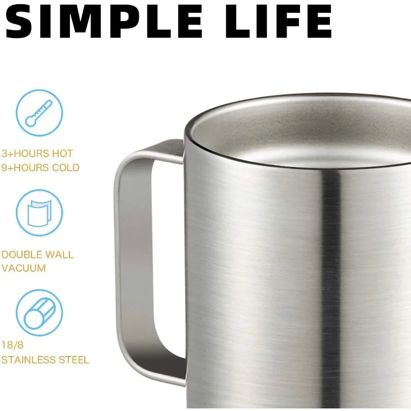 12oz Stainless Steel Insulated Coffee Mug With Handle