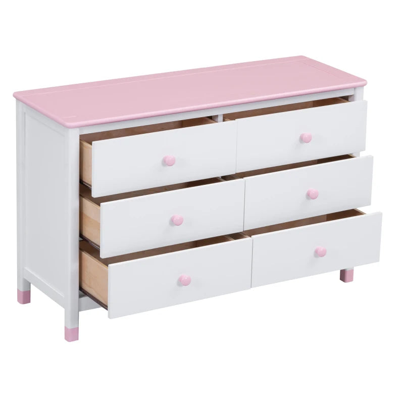 3-Piece Full Size Platform Bed with Nightstand and Storage Dresser, White + Pink - Bedroom Set