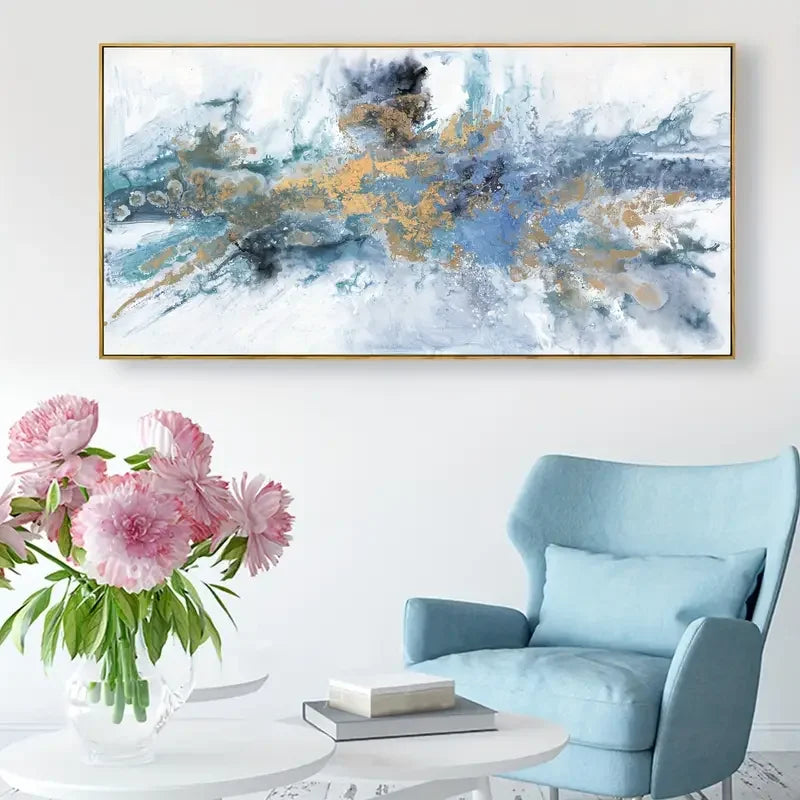 Vibrant Navy Blue and Yellow Abstract Art Print - 3 sizes