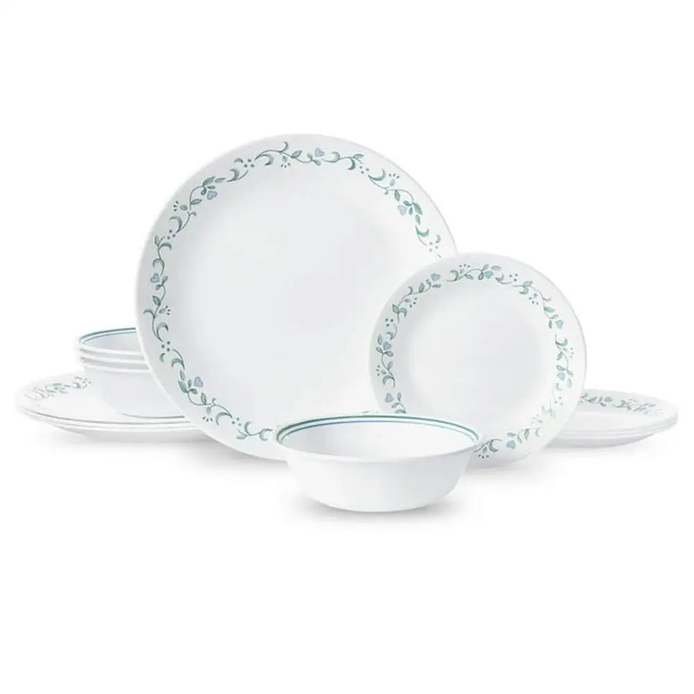 Blue Periwinkle Hearts Corelle 12-Piece Dinnerware Set