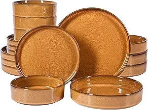 Oprah's Favorite Things - Santorini Mist Double Bowl Terracotta Reactive Glaze Plates and Bowls Dinnerware Set