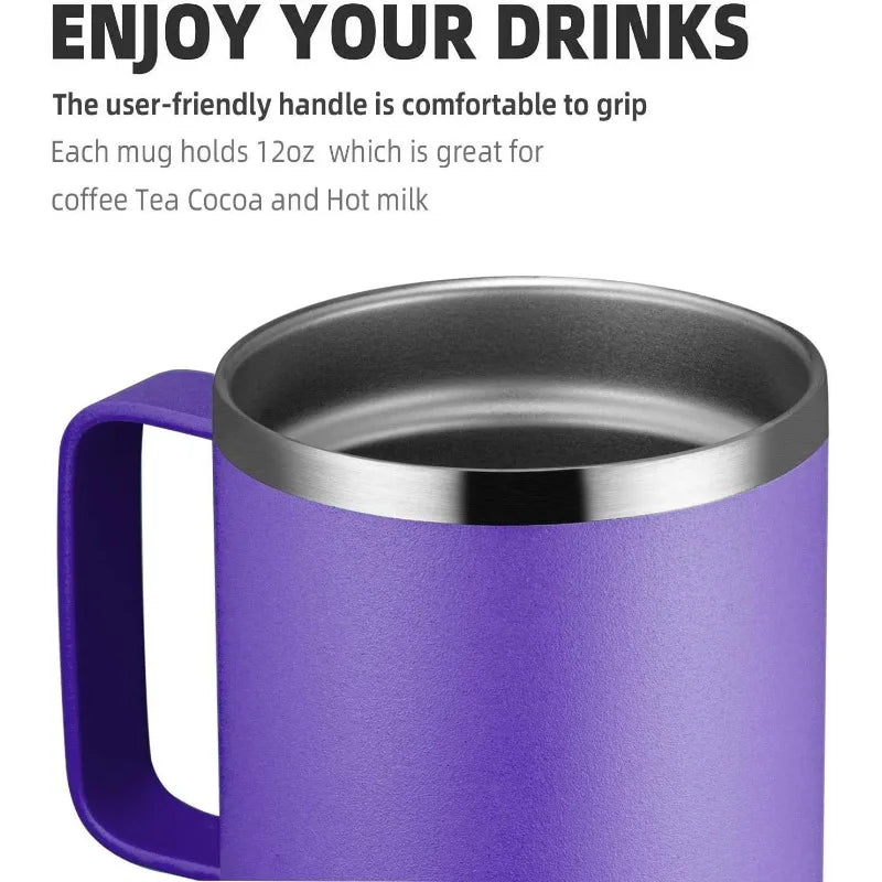 12oz Stainless Steel Insulated Coffee Mug With Handle