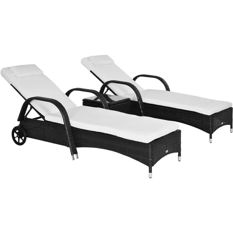 Wicker Outdoor Chaise Lounge, Set of 2