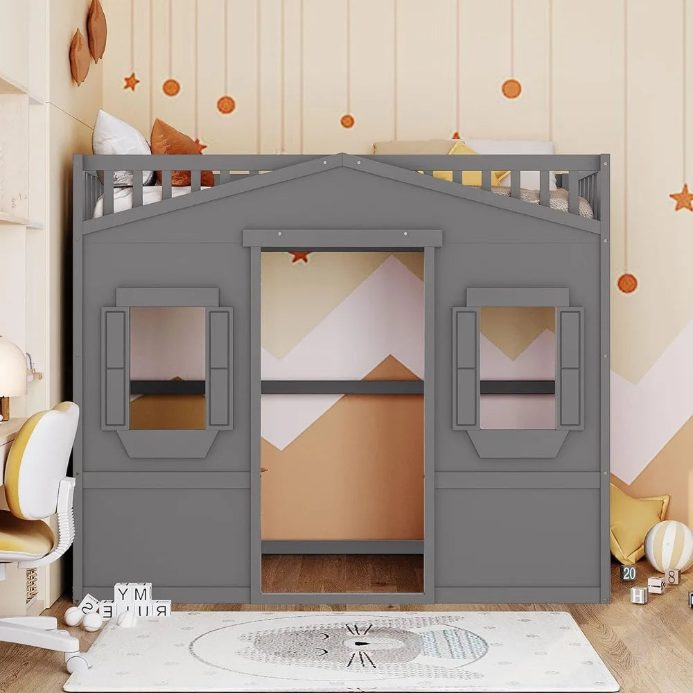 Twin Solid Wood Loft Bed Frame Playhouse