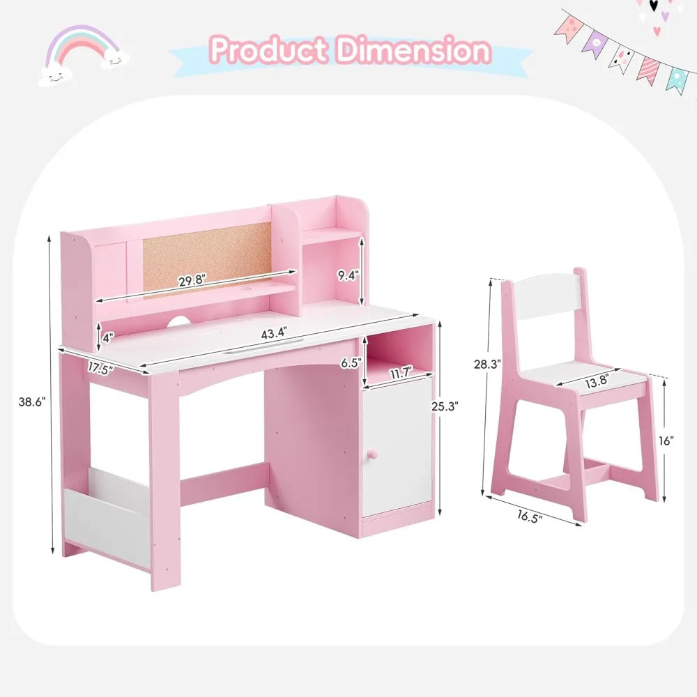 Kids' Tiltable Desktop Study Desk with Chair