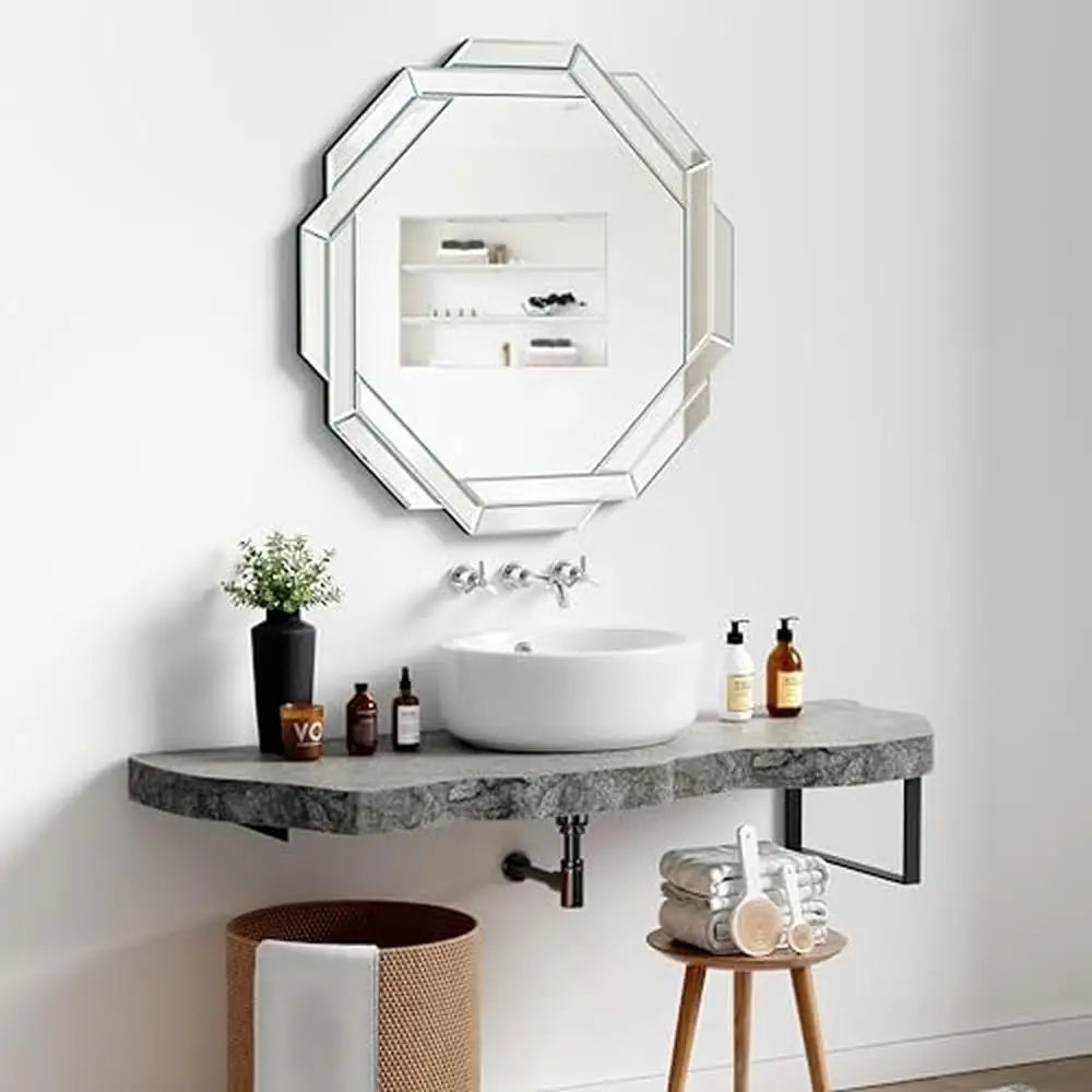 23. 6"L x 23. 6"W Beveled Edge Frameless Wall Mirror