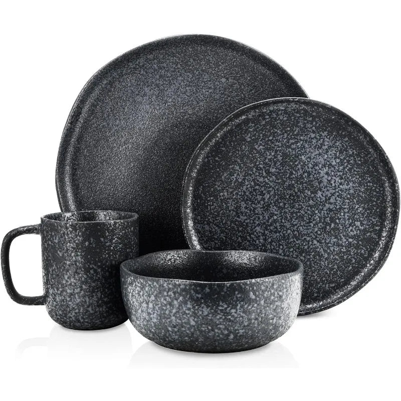 Tom Stoneware Reactive Glaze Dinnerware Set, 16/32 piece