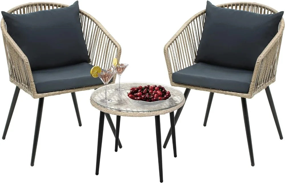 3-Piece All-Weather Rattan Patio Bistro Set