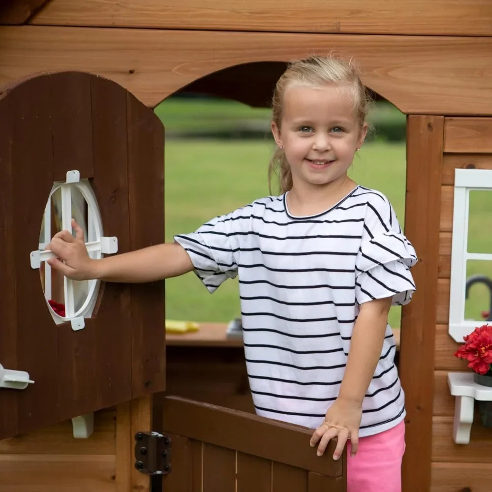 Backyard Discovery Aspen Country Style All Cedar Wooden Playhouse