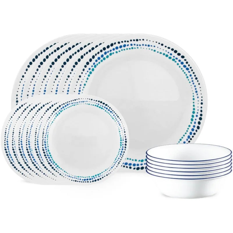 Vitrelle 18-Piece Service for 6 Dinnerware Set, Triple Layer Glass and Chip Resistant