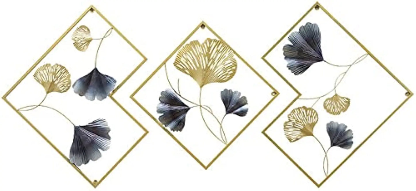 3Pcs Modern Ginkgo Metal 3D Wall Decoration