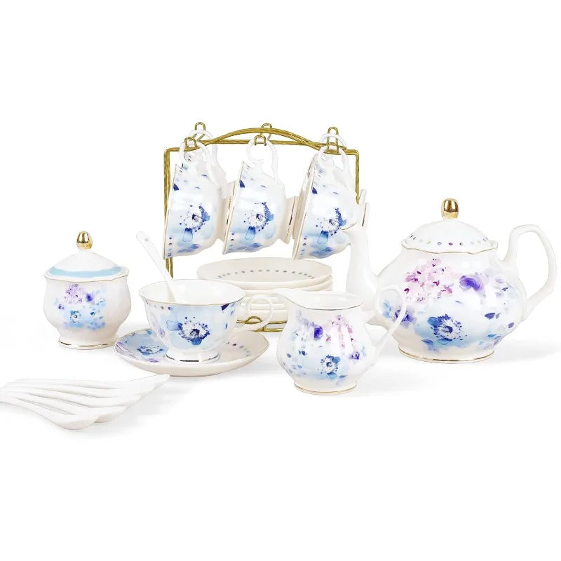 Floral Porcelain Tea Set, Service for 6