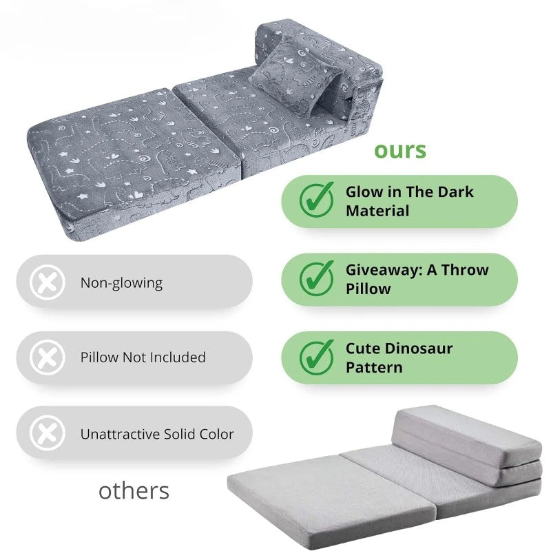 Kid's Glow in Dark Floor Mattress, Fold Up Sofa Couch