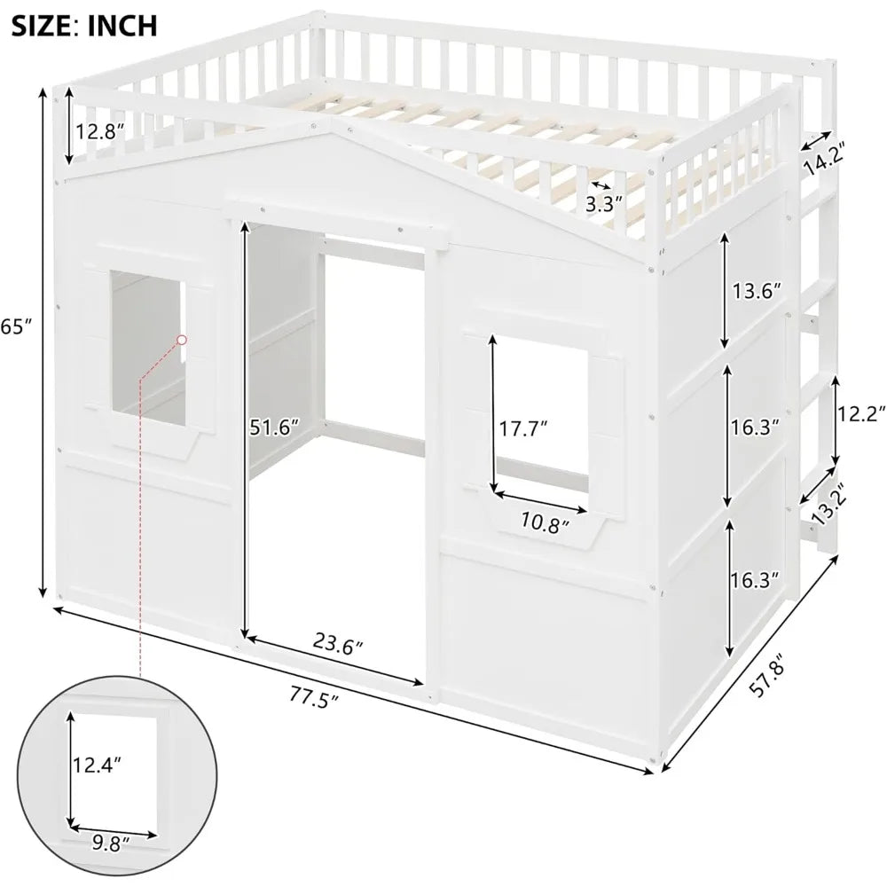 Twin Solid Wood Loft Bed Frame Playhouse