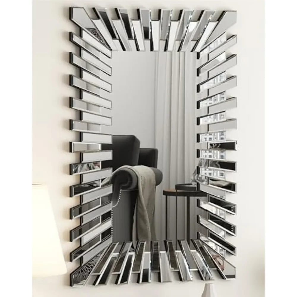 3D Silver Starburst Decorative Accent Mirror