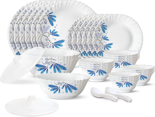 35 Piece, White Dinner Plates and Bowls Set, Stain Resistant, Dishwasher & Microwave Safe