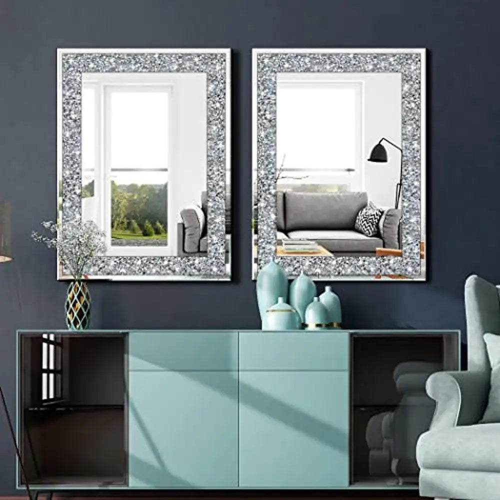 20x28 inch Frameless Crystal Crush Diamond Rectangle Wall Mirror