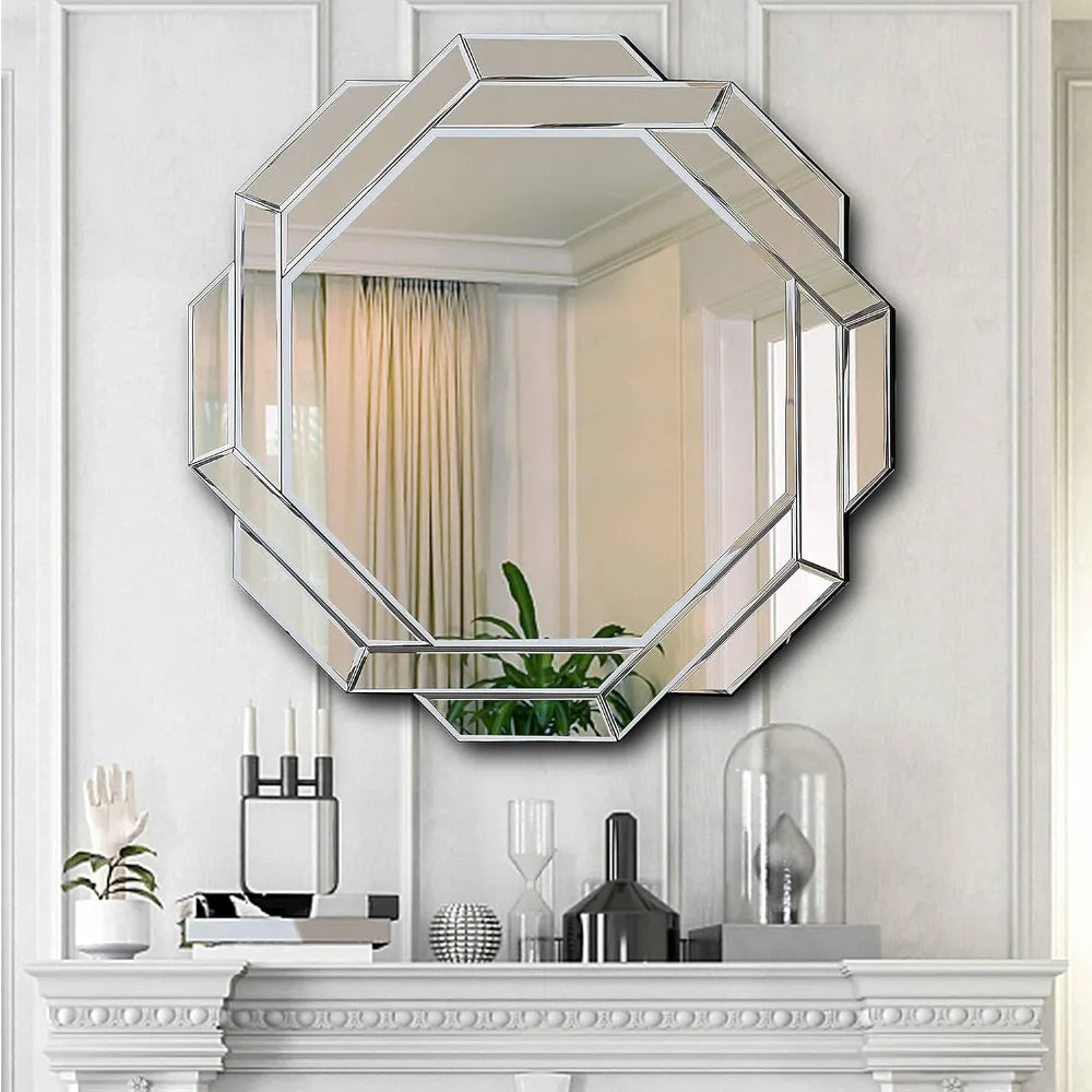 Helicoid Frameless Beveled Wall Decorating Mirror (31.5X31.5inches).