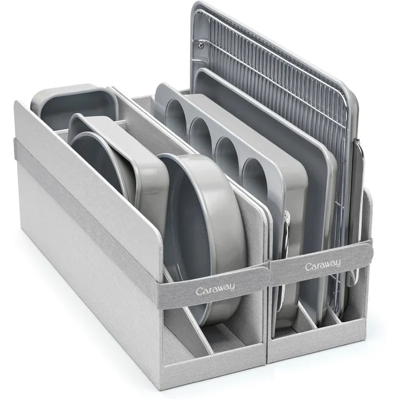 Nonstick Ceramic Bakeware Set (11 Pieces) - Baking Sheets, Assorted Baking Pans, Cooling Rack, & Storage