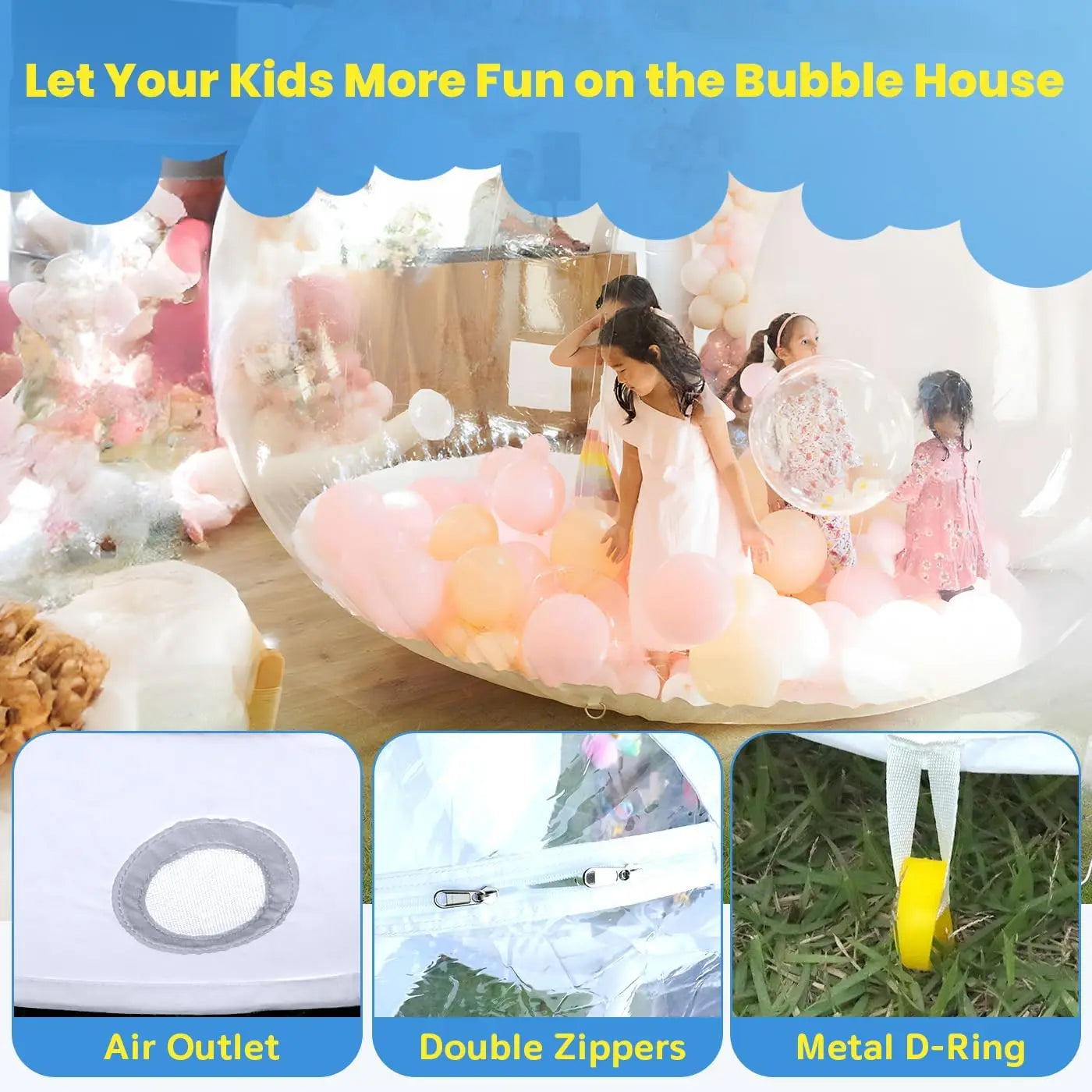 10FT Inflatable PVC Bubble House with Upgraded Double Air Duct