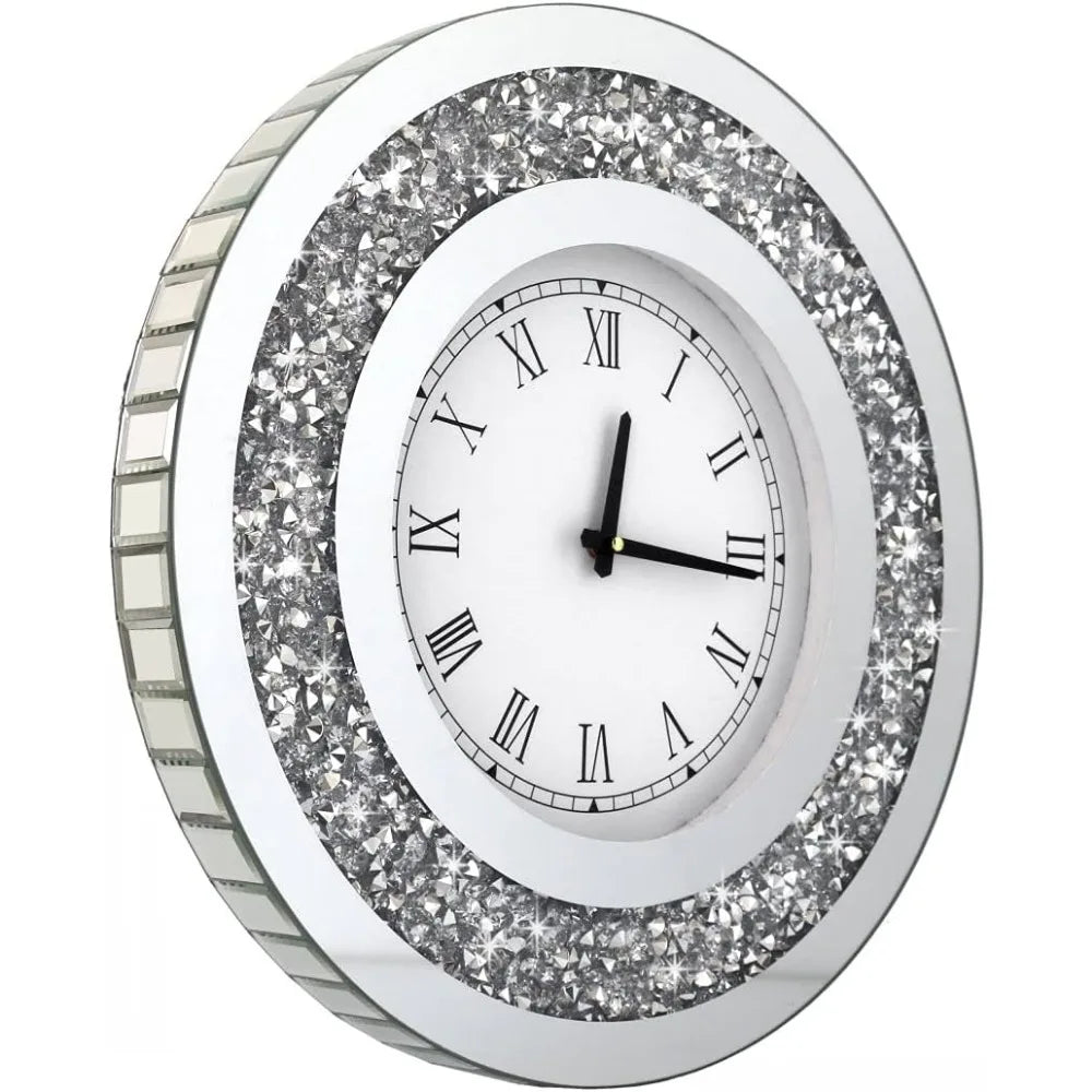 Large Crystal Sparkling Diamond Mirror Wall Clock