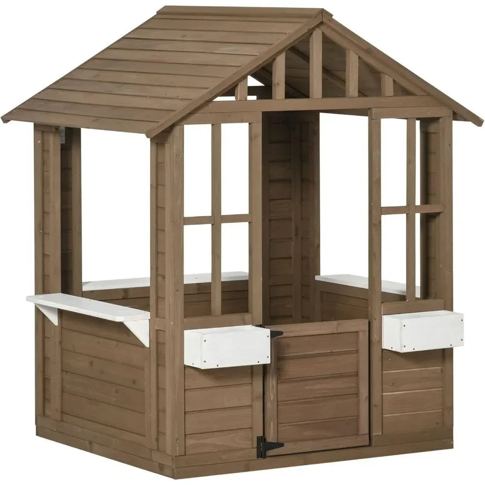 Kid's Outdoor Garden Games Cottage Wooden Playhouse