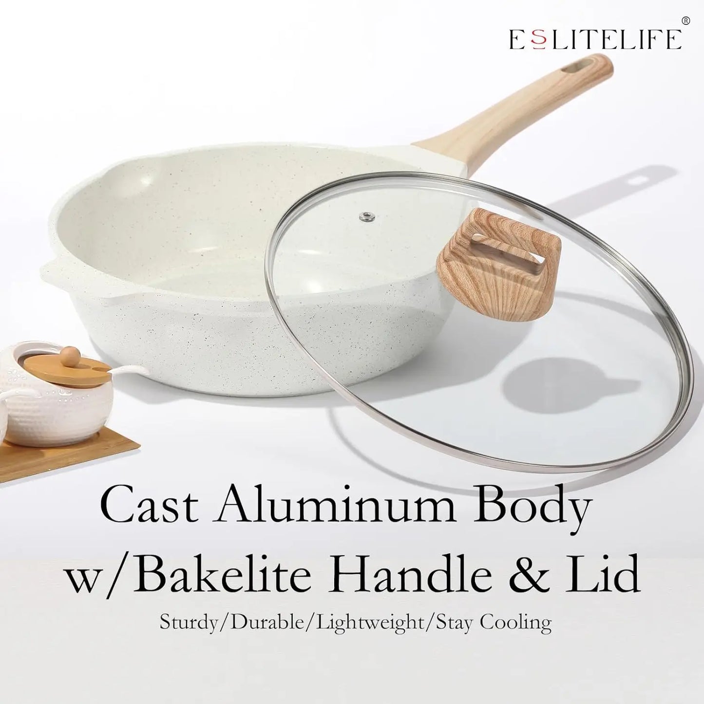 Eslite Life 12 Pcs Ceramic Coating Nonstick Cookware Set