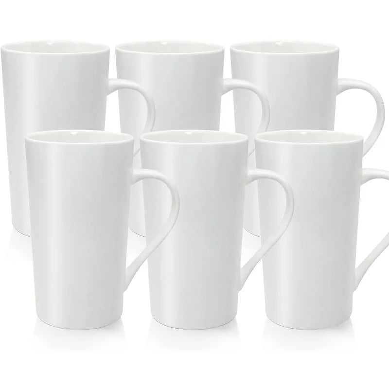 20oz Tall Porcelain Coffee Mugs Set of 6