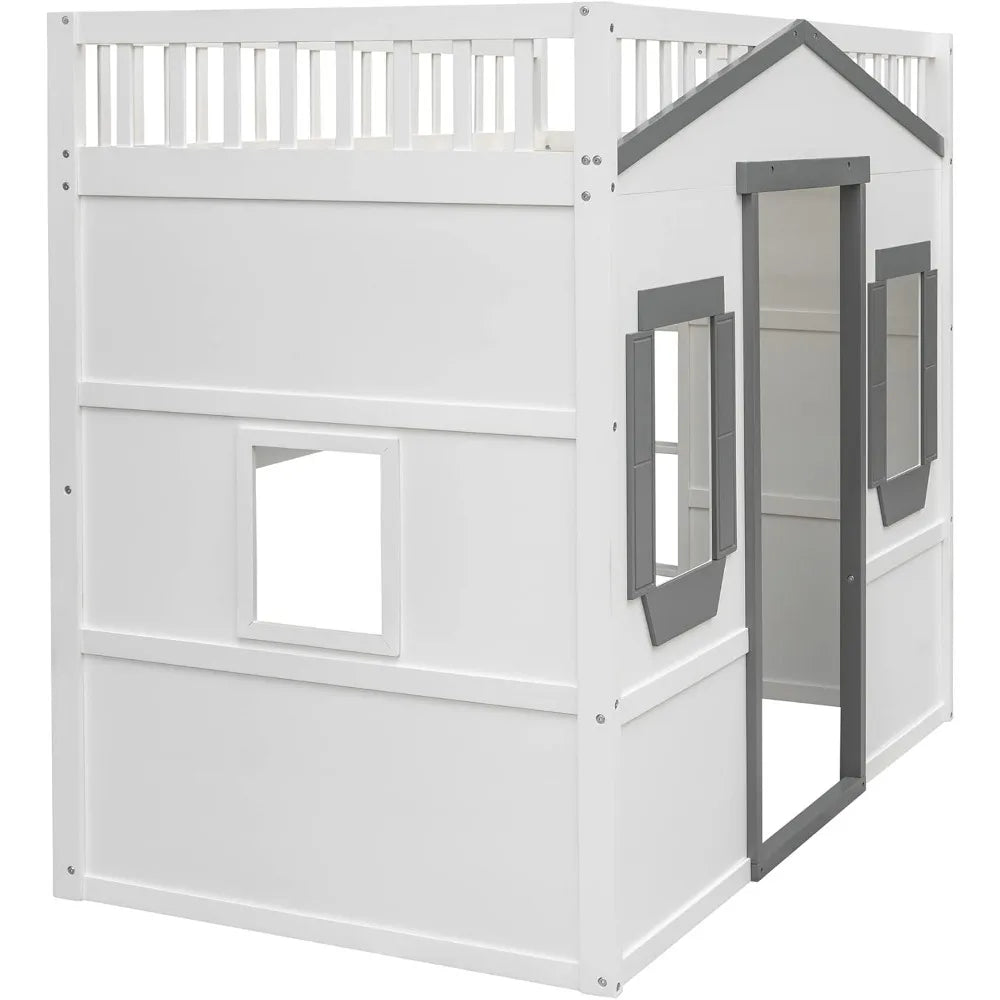 Twin Solid Wood Loft Bed Frame Playhouse