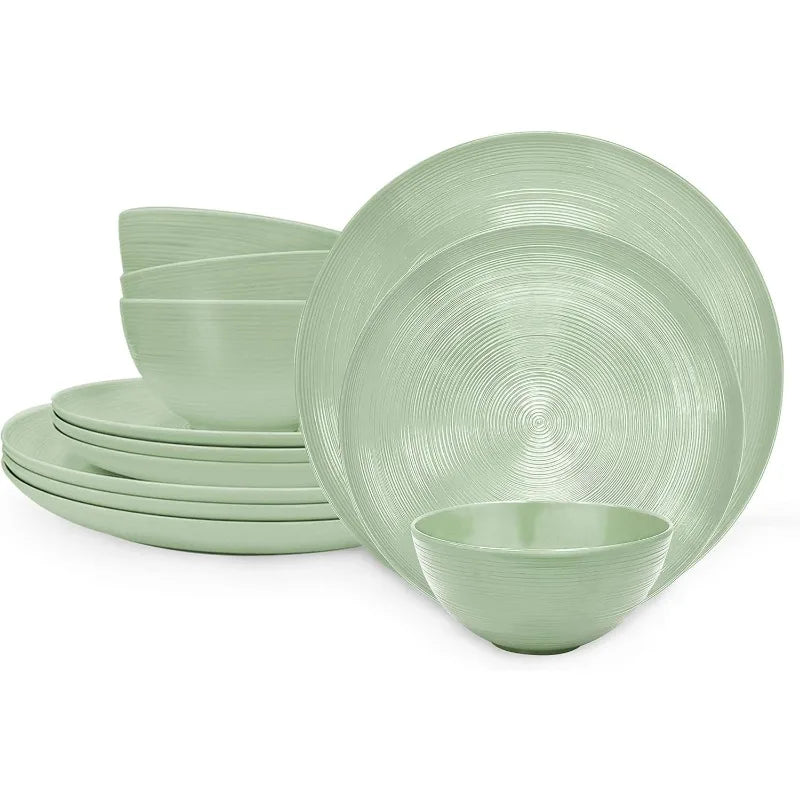 12 Piece Melamine Plastic Dinnerware Set