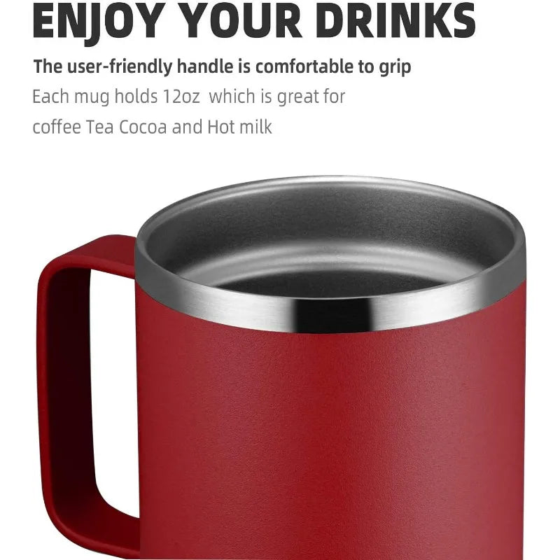 12oz Stainless Steel Insulated Coffee Mug With Handle