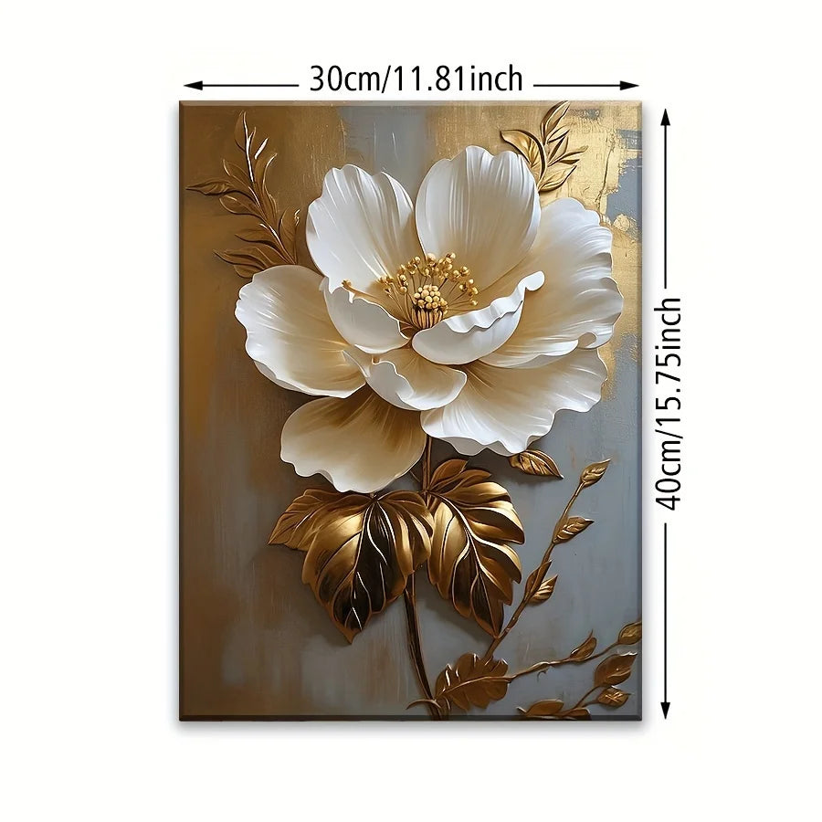 1PC Elegant White Floral Canvas Wall Art (12x16 inch)