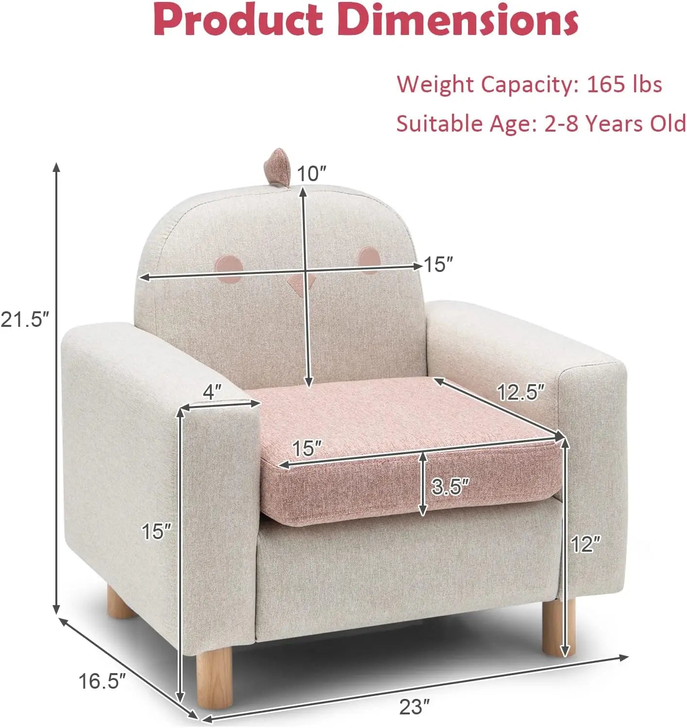 Cartoon Sofa Chair W/Wood Frame, Thick Cushion