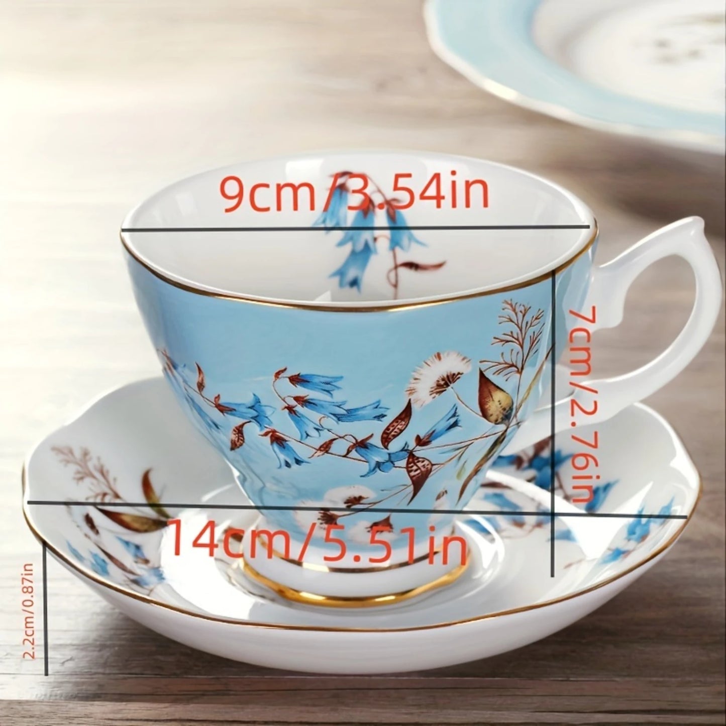 European Bone China Ceramic Flower Pattern Tea Cup Gift Set